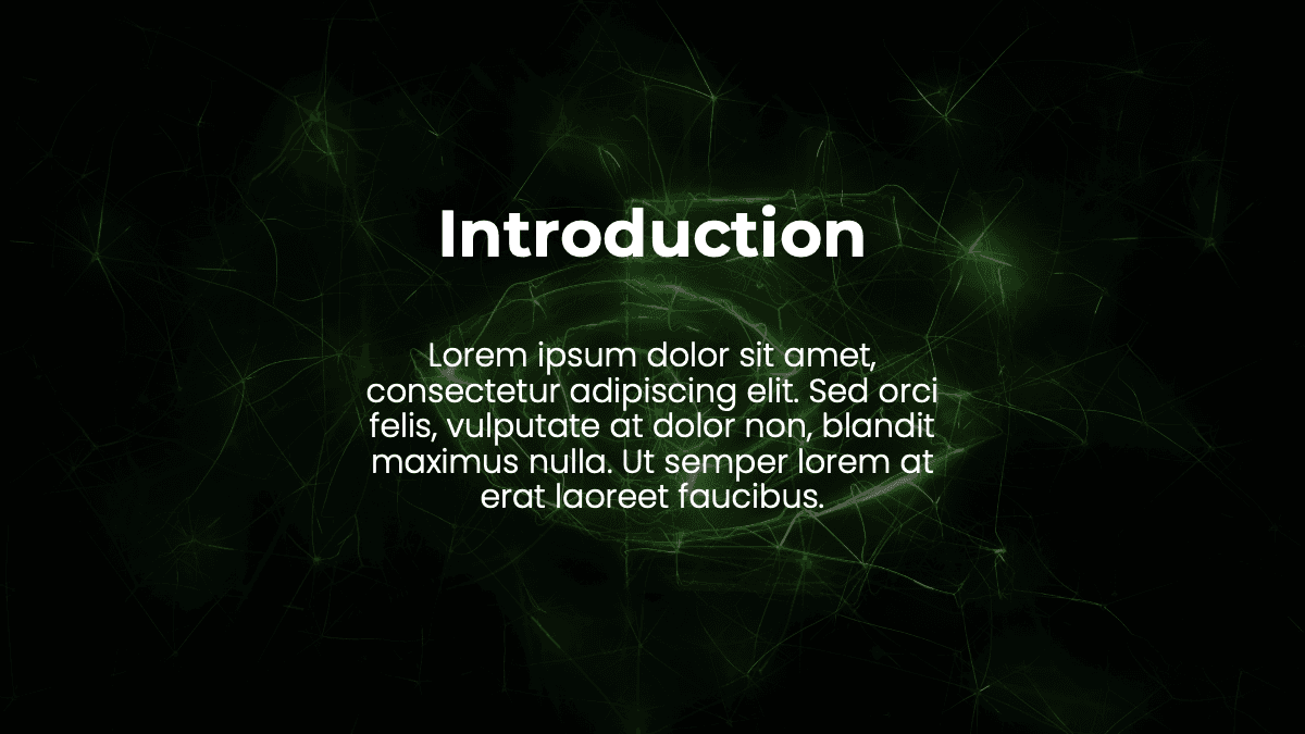 Nvidia PowerPoint Template introduction slide with green network visualization on dark background