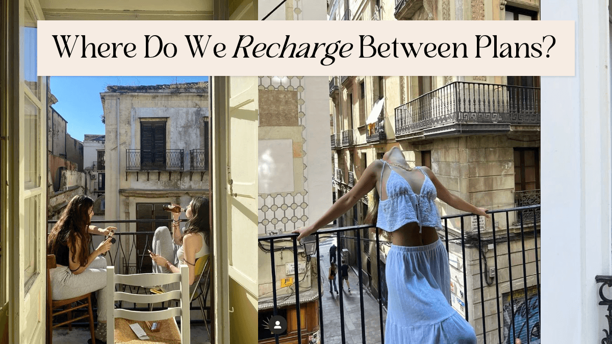 Vacation PowerPoint Template with travel photos, balcony scenes, and cream aesthetic layout