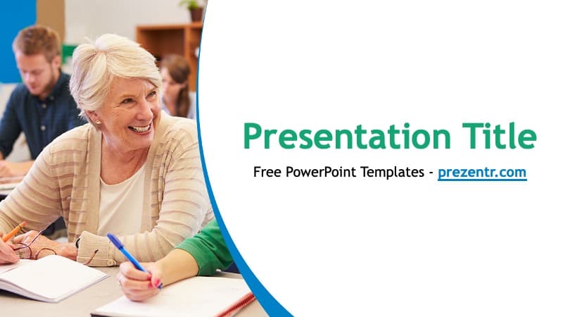 PowerPoint template featuring elderly person in School