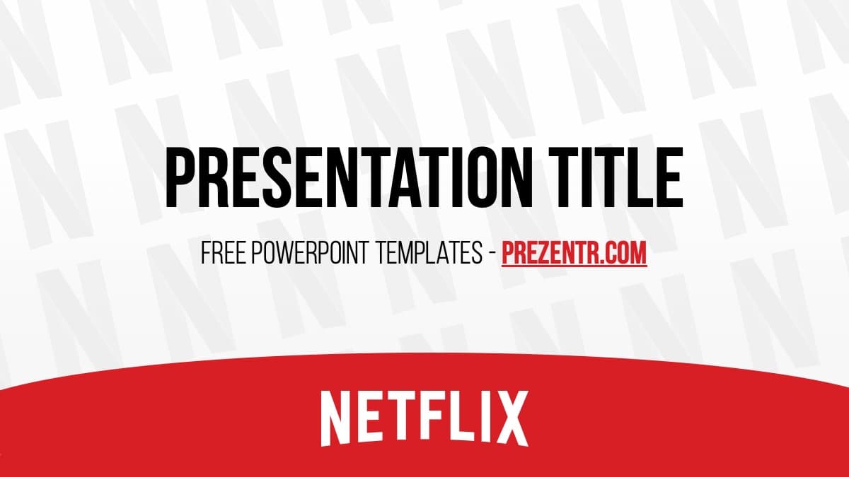 Netflix PowerPoint Template slide with red curved banner, geometric pattern background, and bold title text
