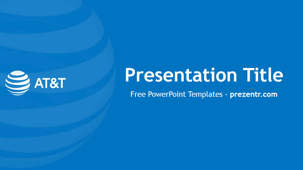 AT&T PowerPoint Template title slide with blue background and the AT&T globe logo