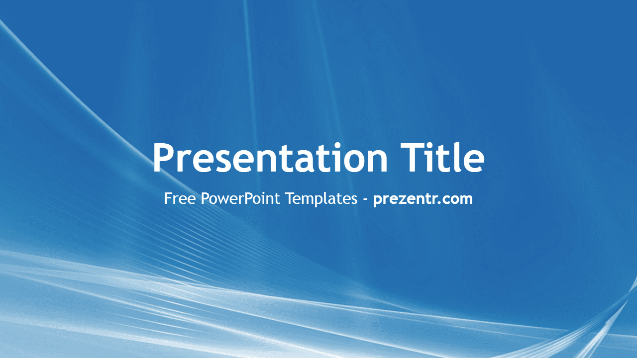 Blue and White PowerPoint template cover slide with flowing wave design and centered title text