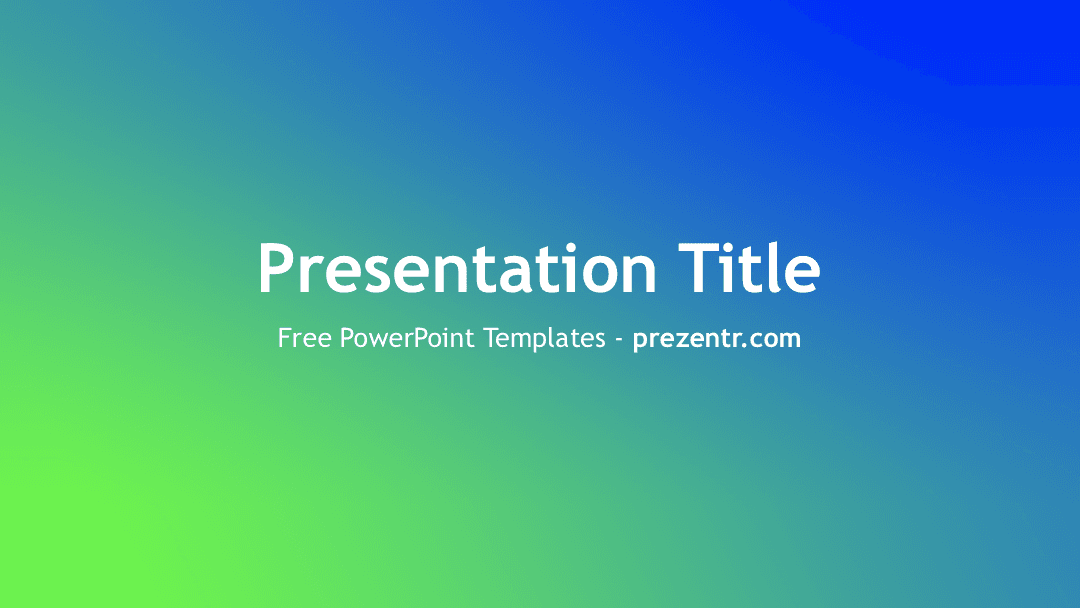 Blue to Green gradient template cover slide with centered title text layout