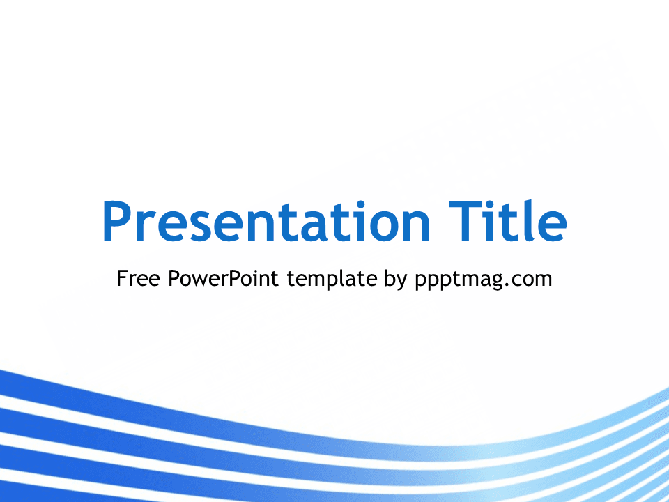 Blue Lines PowerPoint Template cover slide with "Presentation Title" text and blue gradient wave design elements at bottom