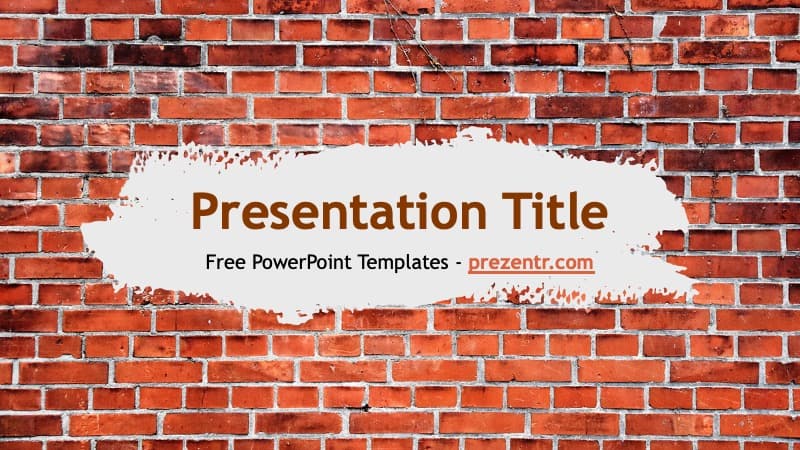 Red brick wall background with white paint splash overlay containing brown "Presentation Title" text and source attribution