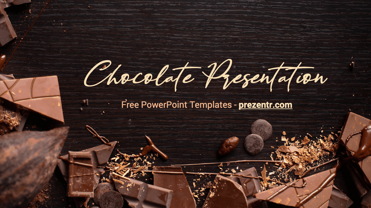 Chocolate blocks on brown table as background for PowerPoint