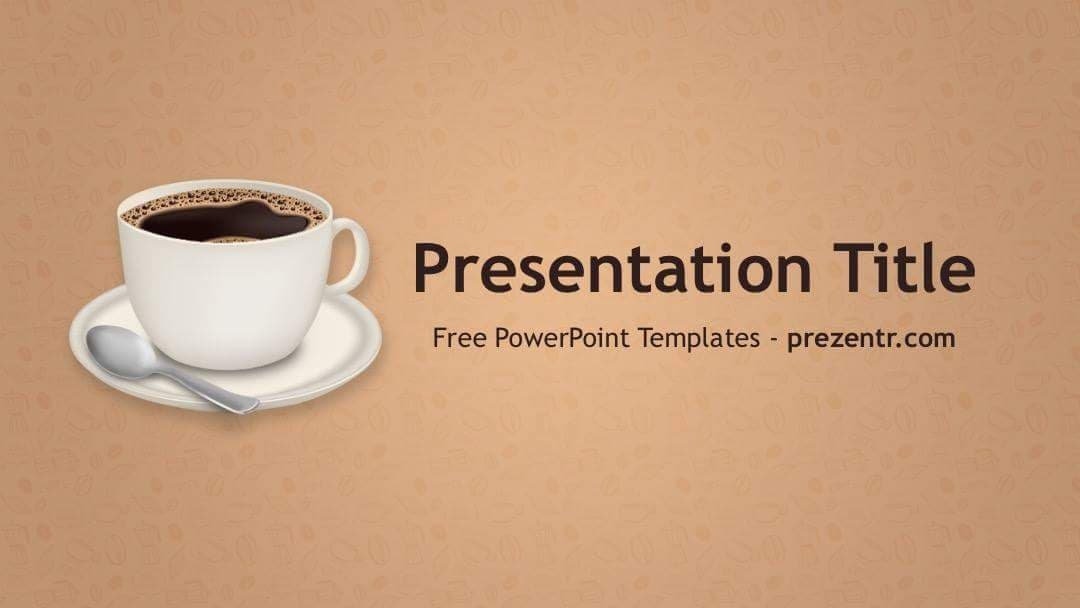 Coffee PowerPoint Template cover slide with white cup and beige background