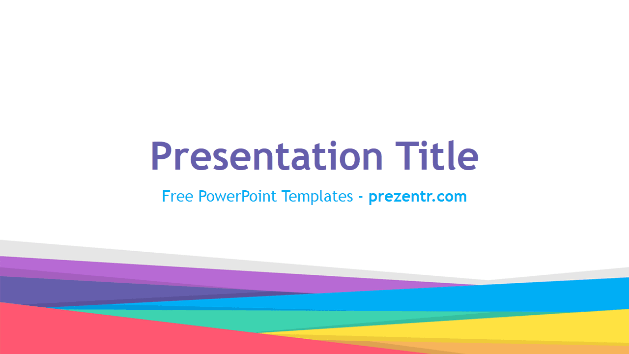 Colorful PowerPoint Template cover slide with layered rainbow waves and purple title text
