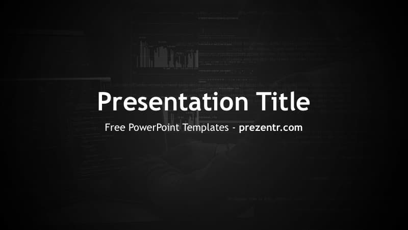 Deep Web template cover slide with dark background, centered white title text, and subtle data visualization graphics
