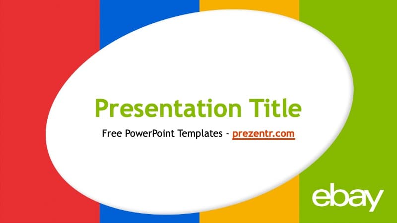 eBay PowerPoint Template cover slide with colorful vertical stripes and white oval