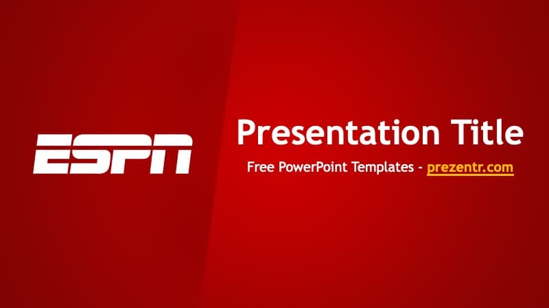 ESPN PowerPoint Template cover slide with red background, white logo, and title text layout