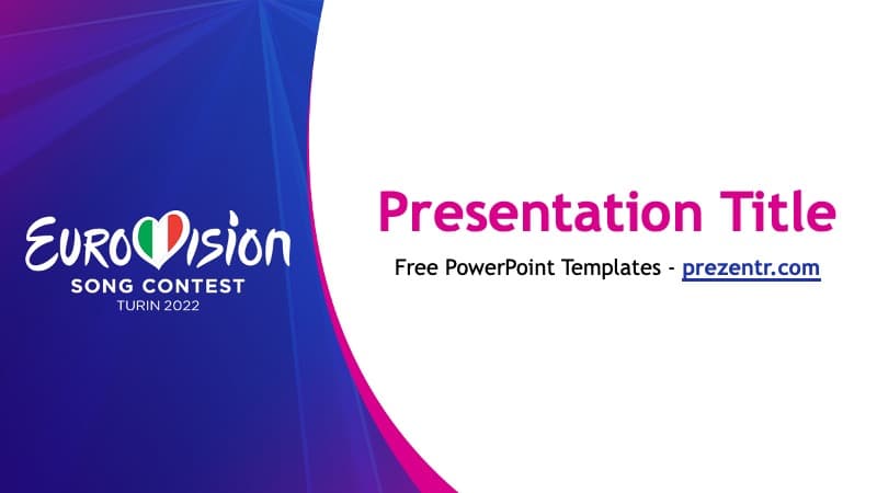Eurovision Song Contest 2022 template with purple gradient background and colorful logo