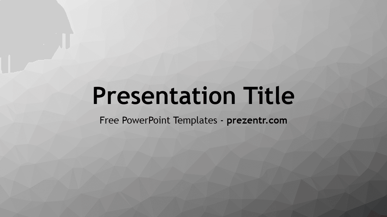 Gray Shades PowerPoint Template cover slide with geometric pattern and centered black text on gradient gray background