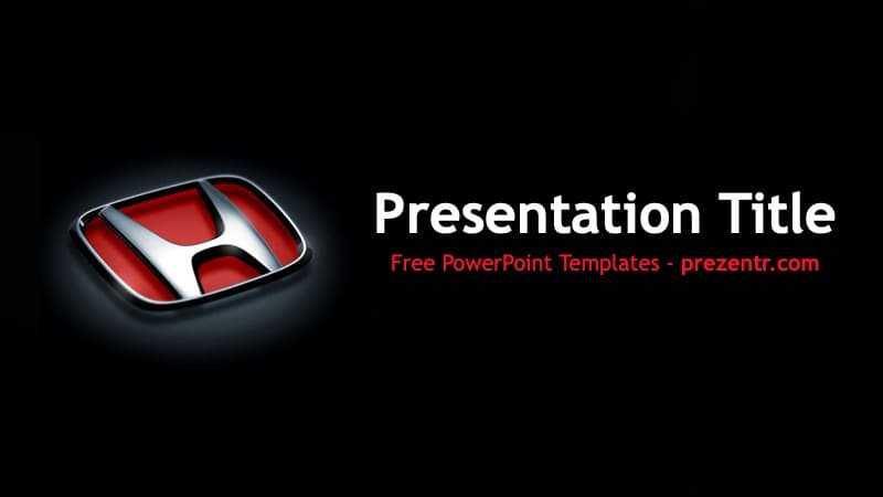 Honda PowerPoint Template cover slide with red and white logo on black background