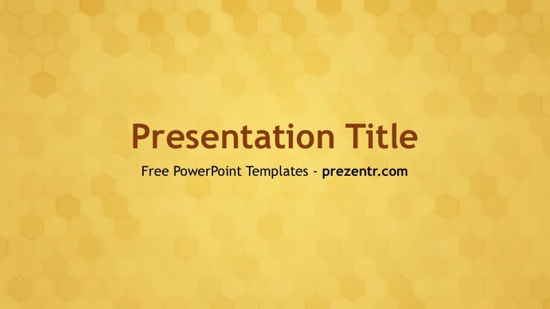Honeycomb Texture PowerPoint Template title slide with golden yellow hexagon pattern background