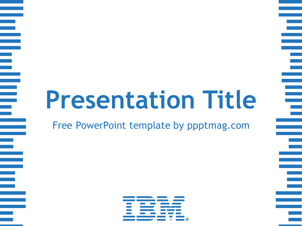IBM PowerPoint Template cover slide with blue horizontal stripes border and centered text layout
