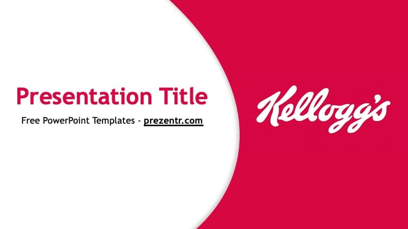 Kellogg's PowerPoint template cover slide with red and white split design, logo, and title placeholder