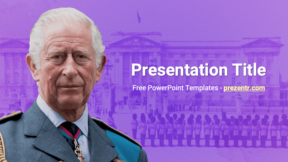 King Charles III in front of the Buckingham palace
