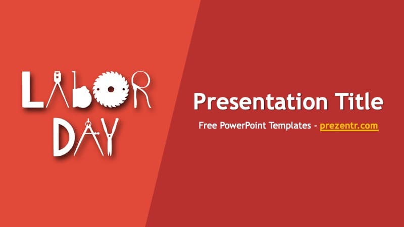 Labor Day PowerPoint template cover slide with red gradient background and white text design