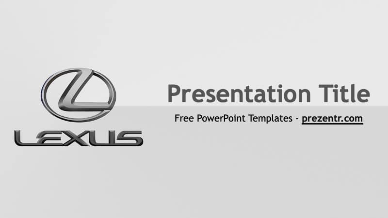 Lexus PowerPoint template cover slide with gray background, Lexus logo, and centered title text