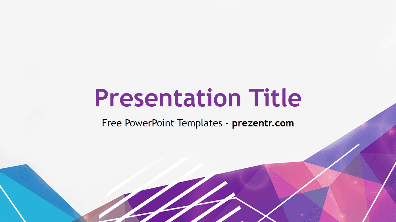 Modern Abstract PowerPoint Template cover slide with purple and blue geometric shapes and gradient design