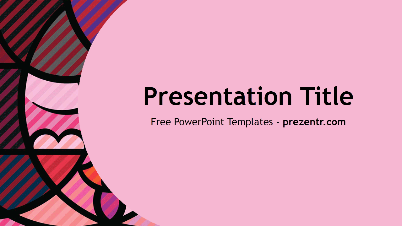 Modernism PowerPoint Template cover slide with pink background and colorful geometric starburst design