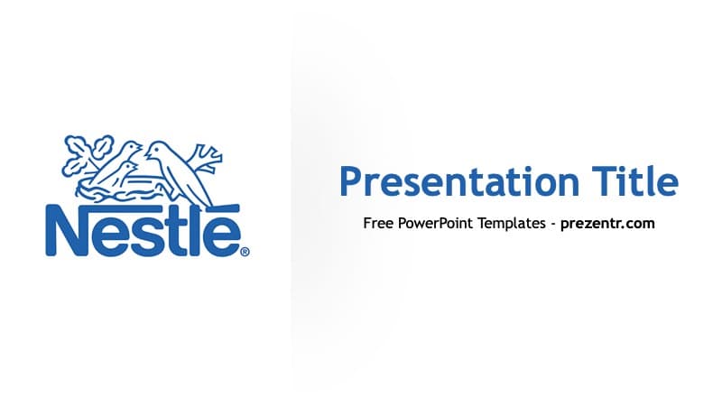 Nestle PowerPoint template cover slide with blue logo and white background layout