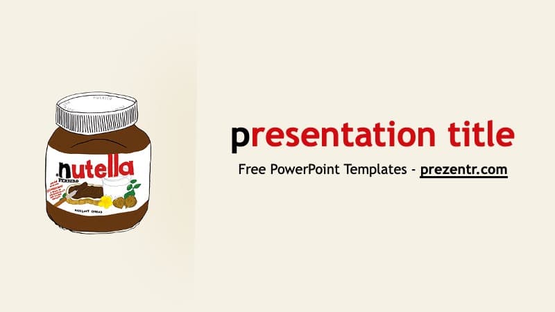 Nutella PowerPoint Template cover slide with jar illustration and beige background