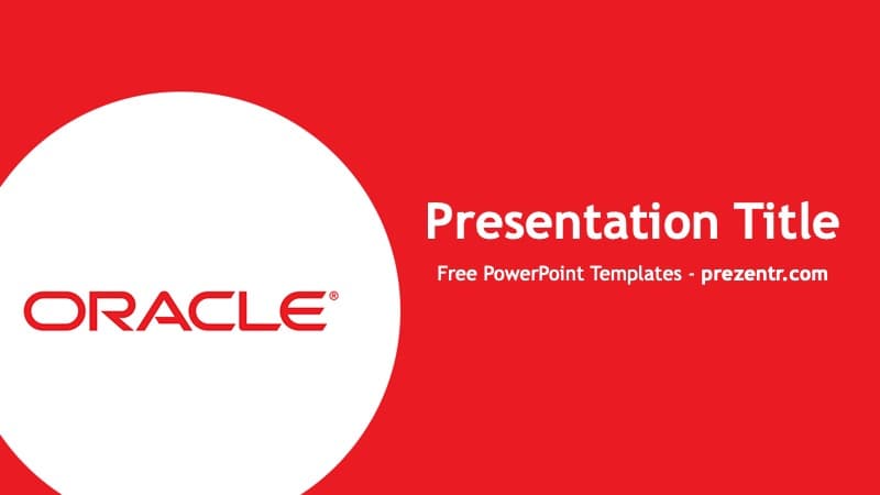 Oracle PowerPoint Template cover slide with red background, white circle, and centered text layout