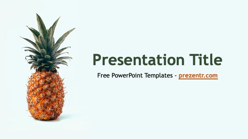Pineapple PowerPoint Template cover slide with fresh pineapple image on white background