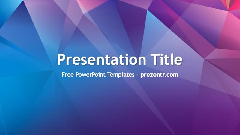 Polygon PowerPoint Template cover slide with blue-to-pink gradient geometric shapes and centered white text