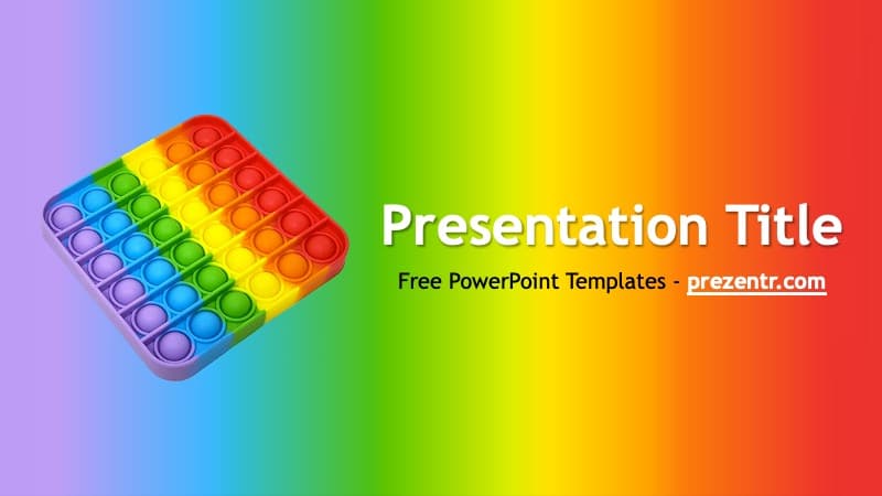 Popit Fidget Toy template cover slide with rainbow gradient background and colorful bubble toy