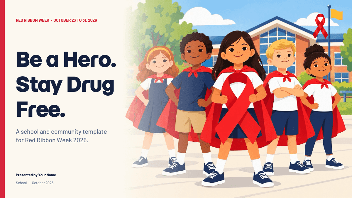 Red Ribbon Week PowerPoint Template – slide 1