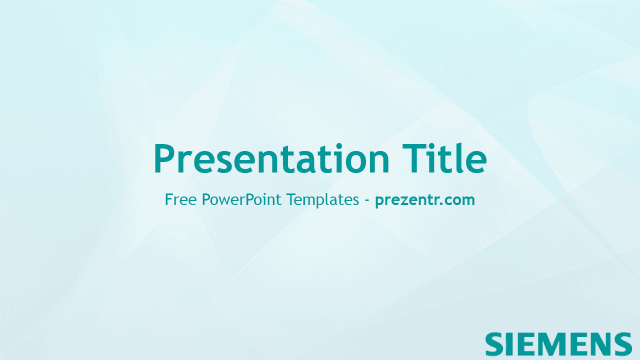 Siemens PowerPoint template cover slide with teal text and light blue gradient background