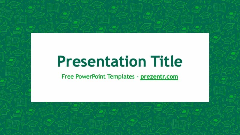 Thesis Defense PowerPoint Template cover slide with green education-themed background and white text box
