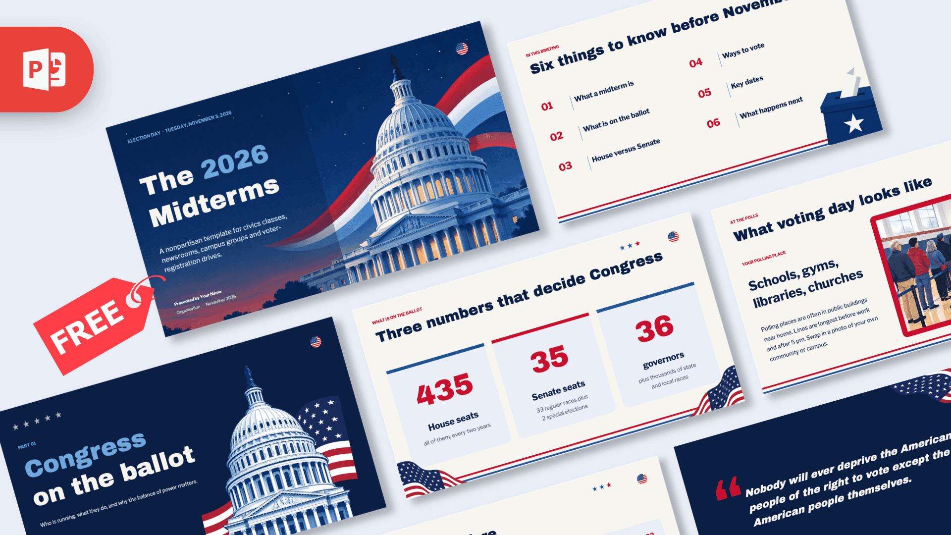 US Midterm Elections PowerPoint Template – preview of all slides