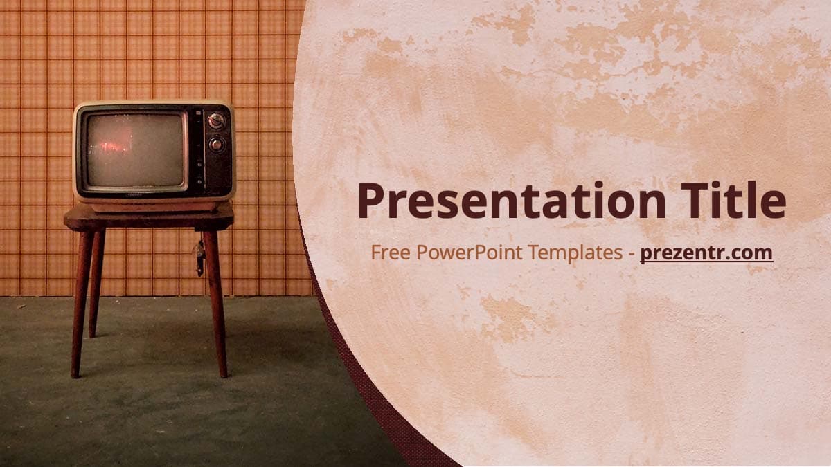 A vintage background for PowerPoint featuring an old TV and vintage texture