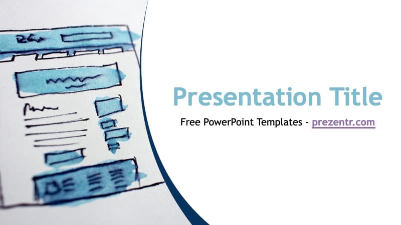 Website wireframe in watercolor style background for PowerPoint
