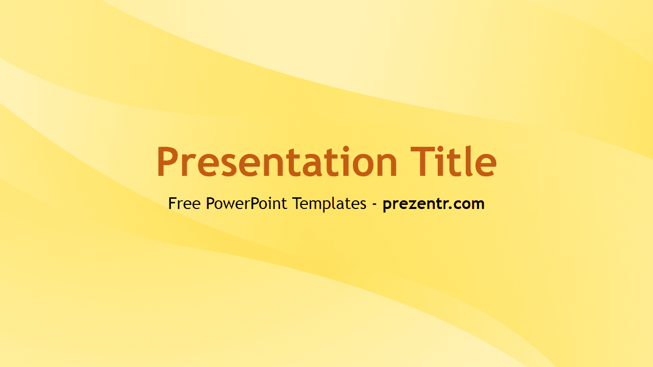 Yellow PowerPoint Template cover slide with diagonal design and red title text