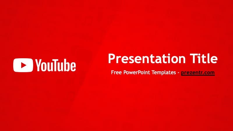 YouTube PowerPoint Template cover slide with red background and white YouTube logo on left