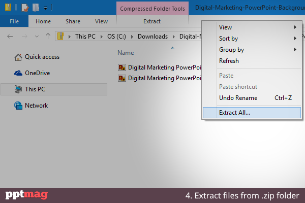 Extract files from zip folder
