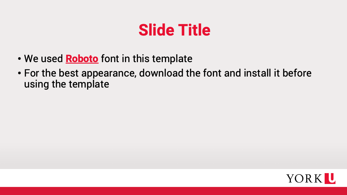 Content Slide of the York University PowerPoint Template