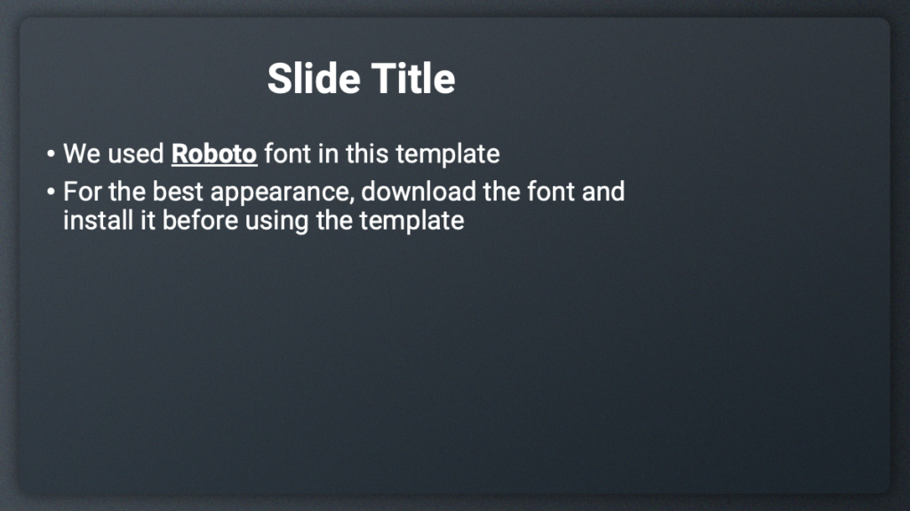 Content slide of the dark theme background for PowerPoint