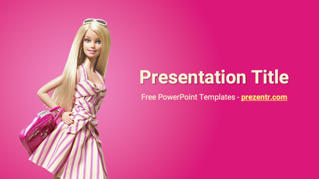 Barbie Doll on Pink PowerPoint Template 